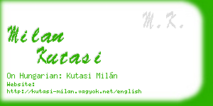 milan kutasi business card